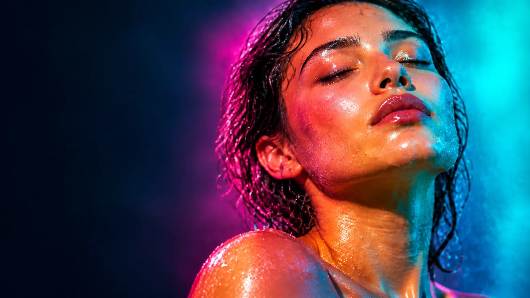 Woman resting during a colourful Rainbow Spa facial ritual
