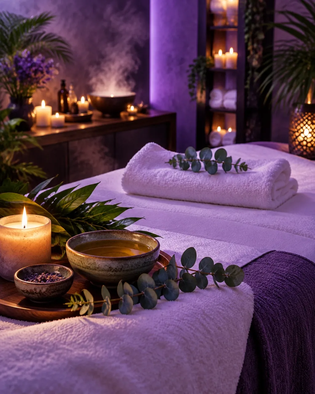 Treatment room prepared for a full-body spa ritual